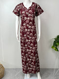 Maroon Pure Cotton Nightgown Comfortable & Elegant