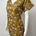 Mustard Pure Cotton Floral Nighty for Women