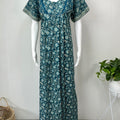 Teal Blue 100% Cotton Nightgown Comfortable & Elegant