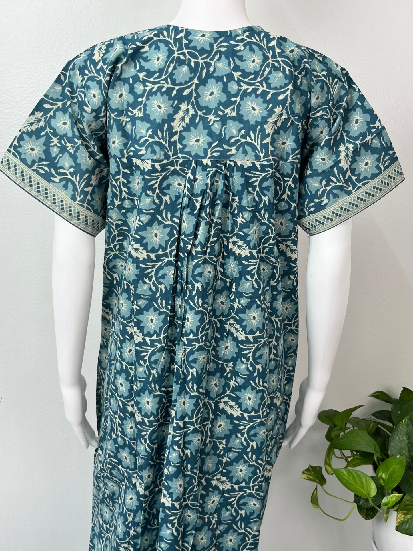 Teal Blue 100% Cotton Nightgown Comfortable & Elegant