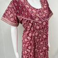Maroon Pleated Pure Cotton Women's Nightgown