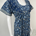 Navy Blue Floral Printed Cotton Nighty for Women