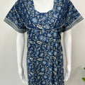 Navy Blue Floral Printed Cotton Nighty for Women