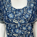 Navy Blue Floral Printed Cotton Nighty for Women