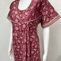 Maroon Pleated Pure Cotton Women's Nightgown