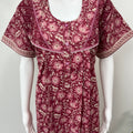 Maroon Pleated Pure Cotton Women's Nightgown