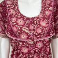 Maroon Pleated Pure Cotton Women's Nightgown