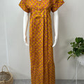 Mustard Pure Cotton Nightgown with Classic Embroidery