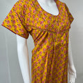 Mustard Pure Cotton Nightgown with Classic Embroidery