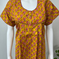 Mustard Pure Cotton Nightgown with Classic Embroidery