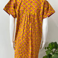 Mustard Pure Cotton Nightgown with Classic Embroidery