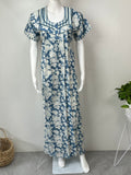 Blue Pure Cotton Nightgown Soft & Breathable