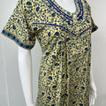 Yellow 100% Cotton Nighty for Women with Contrast Print