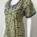 Yellow 100% Cotton Nighty for Women with Contrast Print