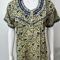 Yellow 100% Cotton Nighty for Women with Contrast Print