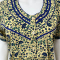 Yellow 100% Cotton Nighty for Women with Contrast Print