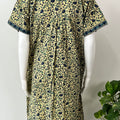 Yellow 100% Cotton Nighty for Women with Contrast Print