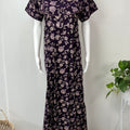 Purple 100% Cotton Pleated Women's Nighty