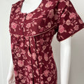 Maroon Printed 100% Cotton Nighty
