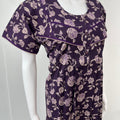 Purple 100% Cotton Pleated Women's Nighty