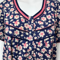 Navy Blue Floral Printed 100% Cotton Nighty