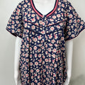 Navy Blue Floral Printed 100% Cotton Nighty