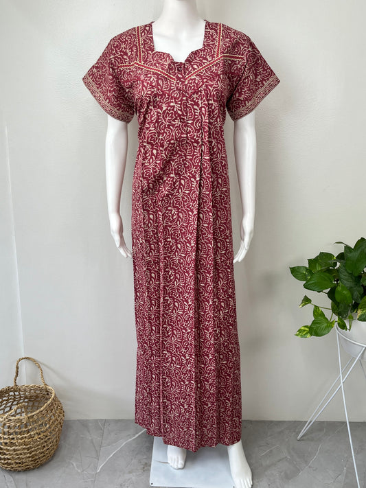 Maroon Pure Cotton Nightgown