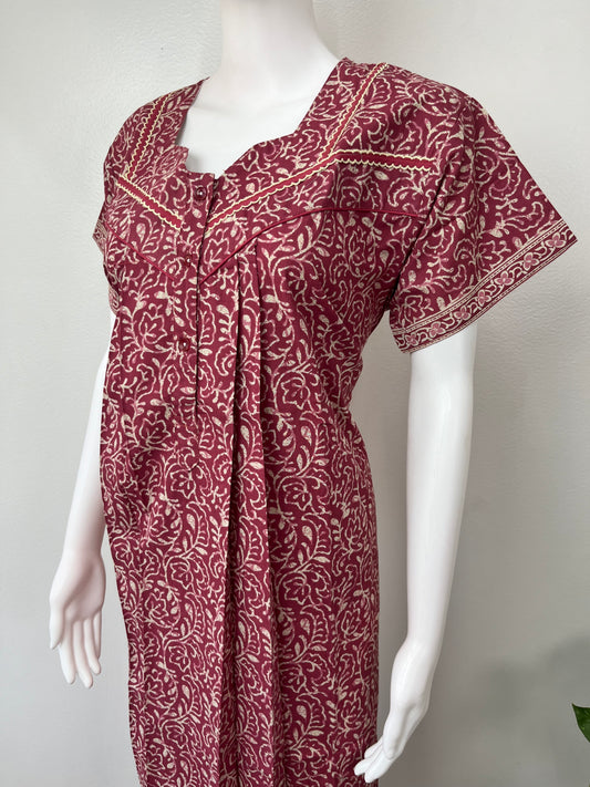 Maroon Pure Cotton Nightgown