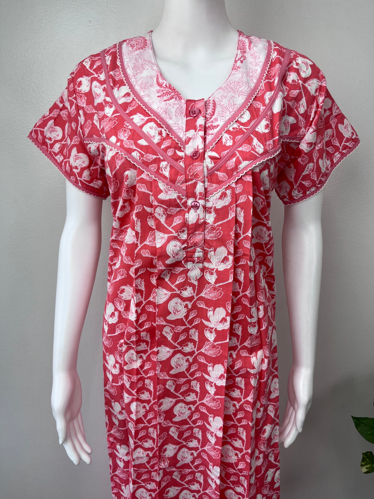 Peach 100% Cotton Nightgown Soft & Comfortable