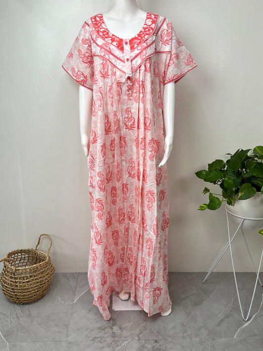 Light Pink 100% Cotton Nightgown Comfortable & Breathable.