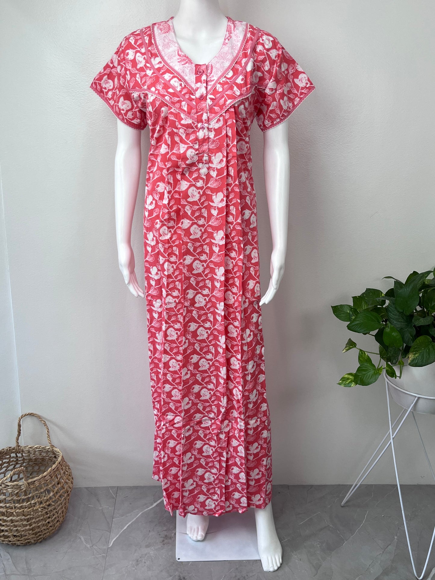 Peach 100% Cotton Nightgown Soft & Comfortable
