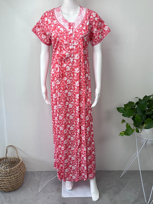 Peach 100% Cotton Nightgown Soft & Comfortable