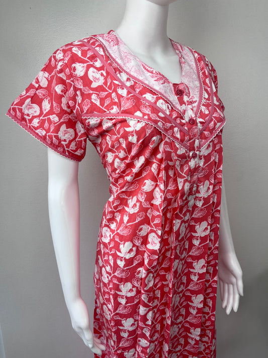 Peach 100% Cotton Nightgown Soft & Comfortable