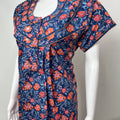 Royal Blue Floral Printed Cotton Nighty