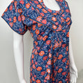 Royal Blue Floral Printed Cotton Nighty