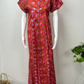 Maroon Pleated 100% Cotton Nightgown
