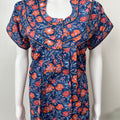 Royal Blue Floral Printed Cotton Nighty