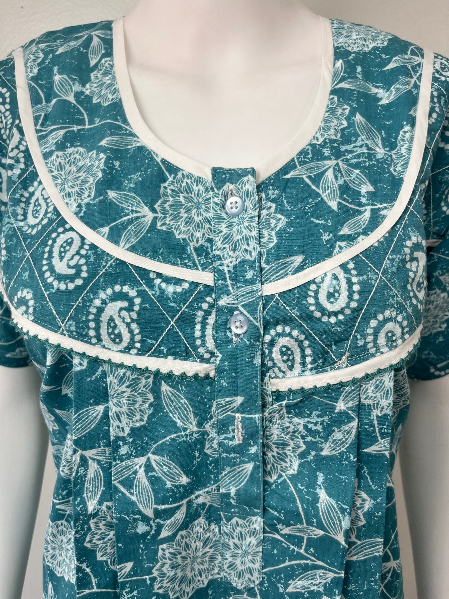 Blue Printed 100% Cotton Nightgown