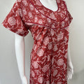 Dark Red Printed Pure Cotton Nighty.