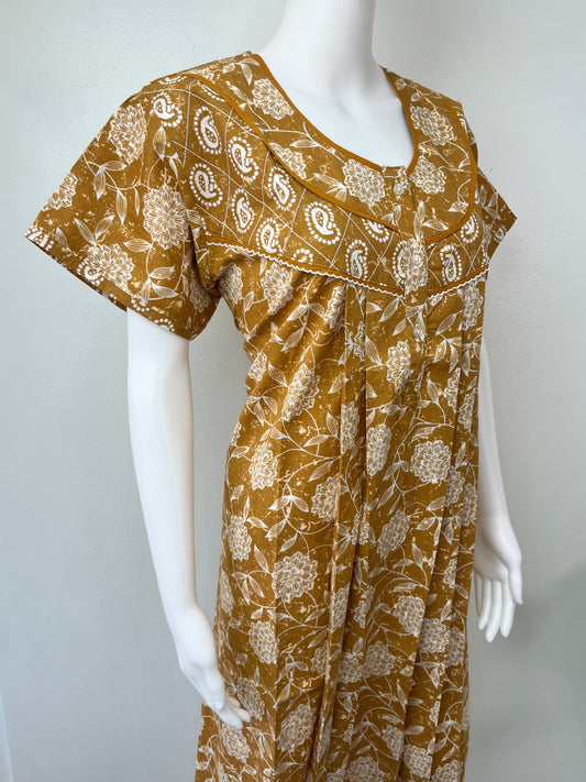 Golden Pure Cotton Nightgown Soft & Comfortable