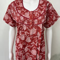 Dark Red Printed Pure Cotton Nighty.