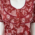 Dark Red Printed Pure Cotton Nighty.