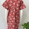 Dark Red Printed Pure Cotton Nighty.