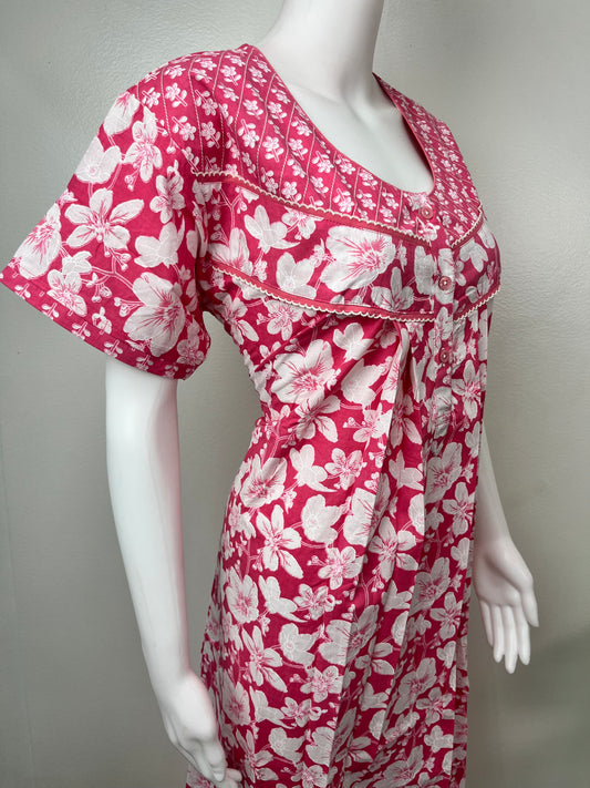 Pink Cotton Nightgown Soft & Comfortable