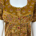 Mustard Pleated Cotton Women's Nightgown