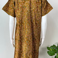 Mustard Pleated Cotton Women's Nightgown