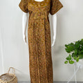 Mustard Pleated Cotton Women's Nightgown