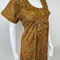 Mustard Pleated Cotton Women's Nightgown