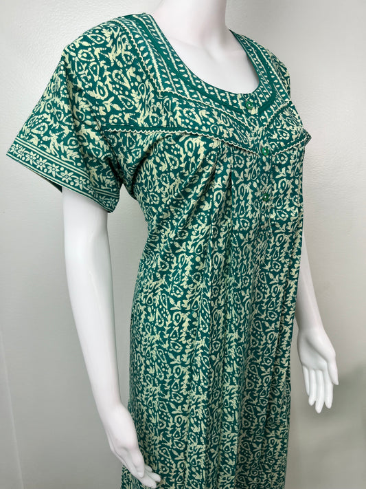 Sea Green Pure Cotton Nighty Elegant & Comfortable