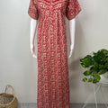 Red Pure Cotton Nightgown Soft & Comfortable